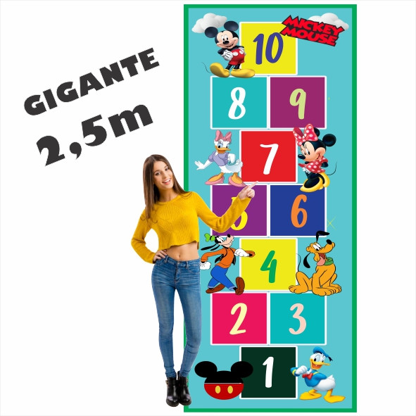 Lindo Tapete Jogo da Amarelinha Infantil Mickey Mouse, Melhor que Eva, Menino ou Menina, dia das crianças, natal, aniver