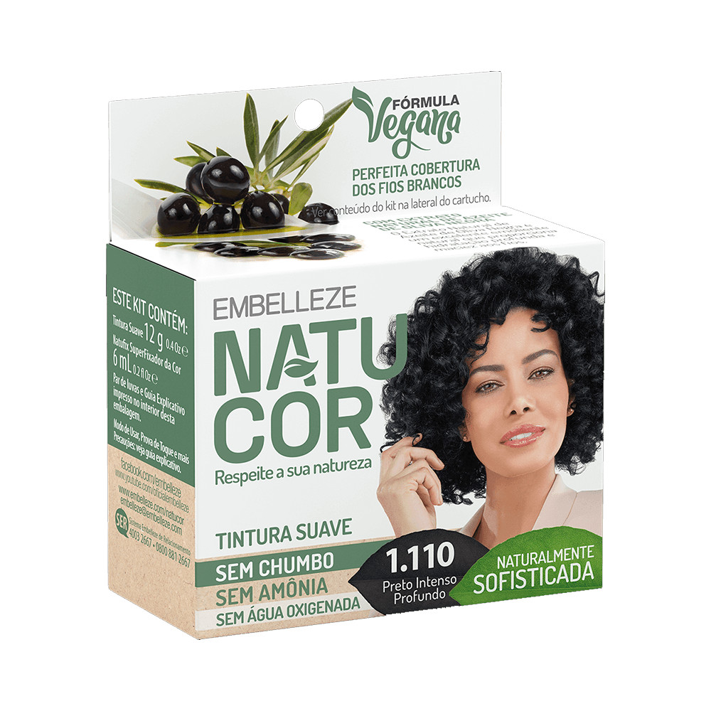 Coloração Natucor 1.110 Azeite De Oliva Negra Preto Intenso Profundo 12g em Oferta na Shopee