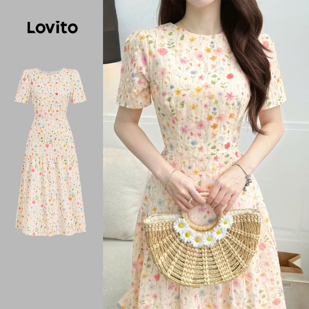 (NEW) Lovito Vestido Elegante com Zíper Vestido Primavera/verão para Mulheres L154ED375 em Oferta na Shopee