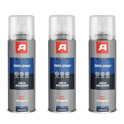 Kit 3 Premium Sprays Uso Geral 400ml - Autofix 400ml / 210g - Preto Brilhante