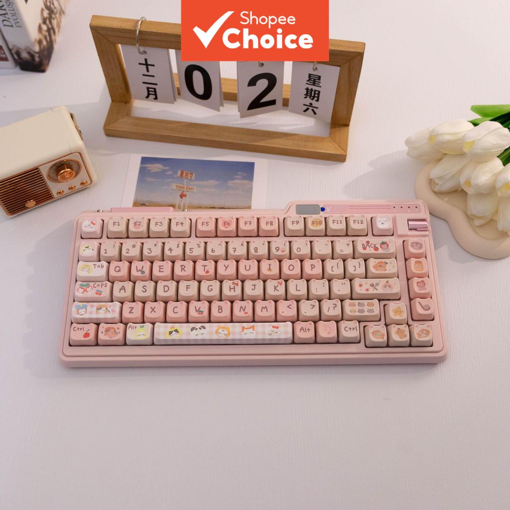 135 teclas Meow Meow – teclas PBT para teclado mecânico perfil MAO sublimação de cor, formato de gato compatível com