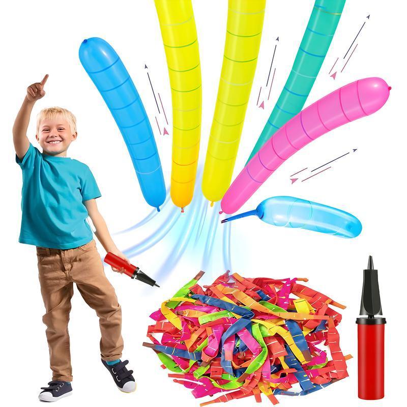 [100 Pack] Rocket Balloons Plus 1 Easy-To-Use Pump - Party Pack, No Need for A Refill - Watch Each Screaming Balloon Roc