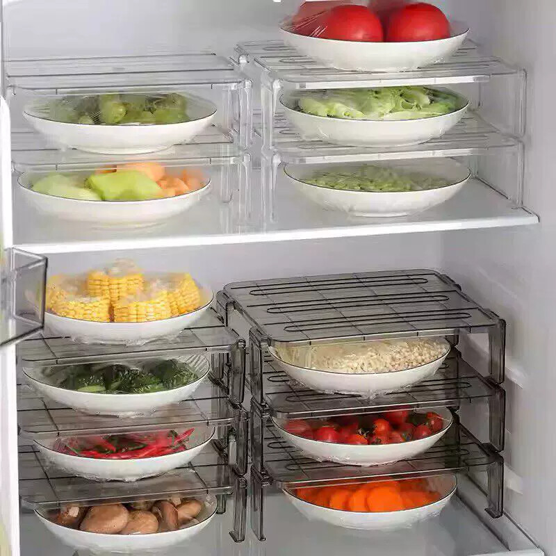 Prateleira de geladeira camada interna partição cozinha Freezer doméstico para sobras pratos organizador Rack armazename