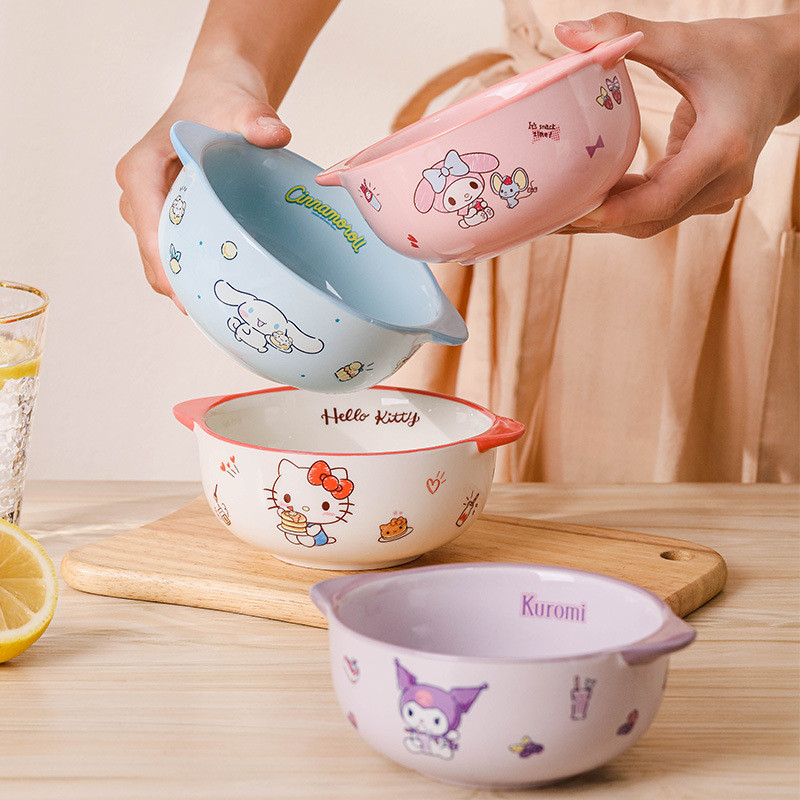 Sanrio prato de compartimento para café da manhã, conjunto de talheres para uma pessoa, cerâmica de alto valor, prato de