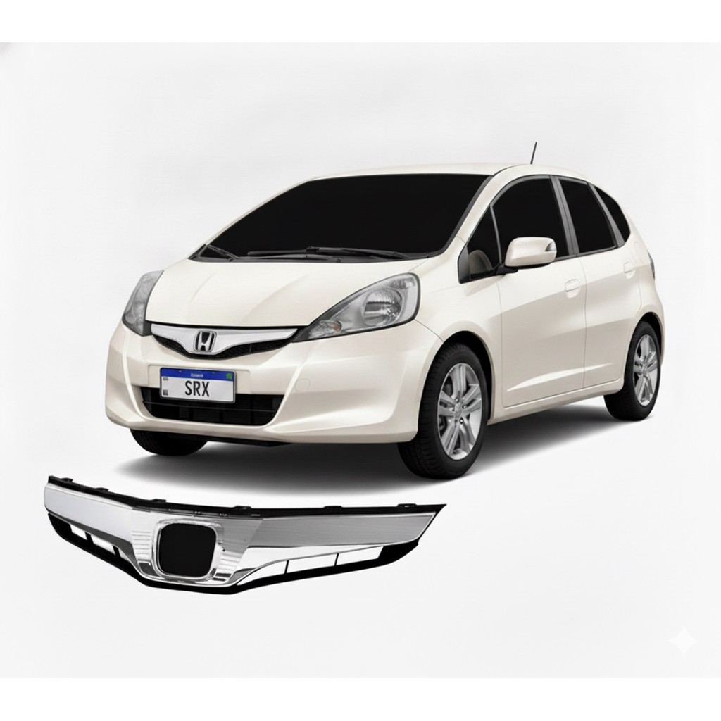 Grade Dianteira Radiador Honda Fit 2013 2014 Com Friso Cromado
