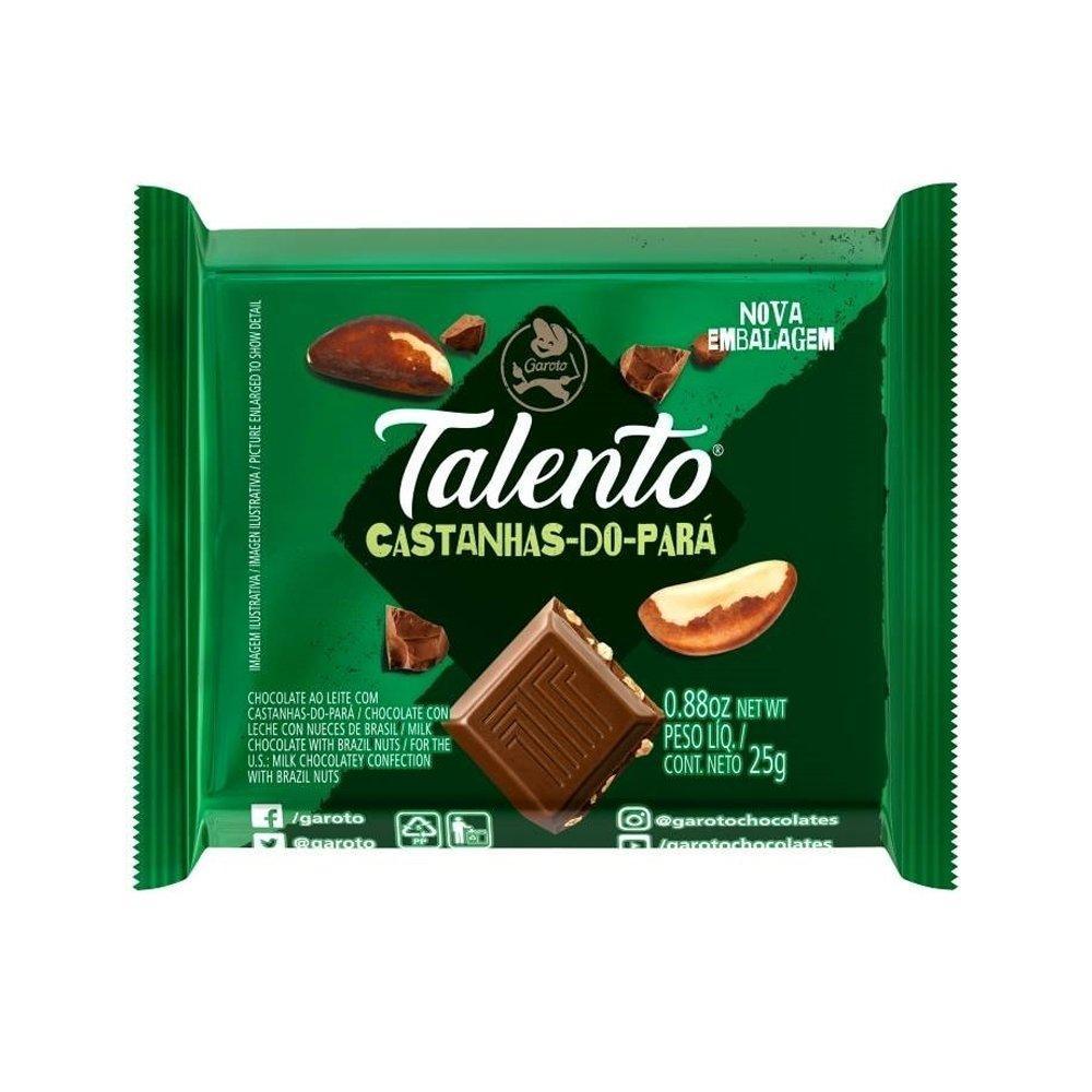 Chocolate Talento Castanha do Pará 25g - Pacote c/ 15 Unidades