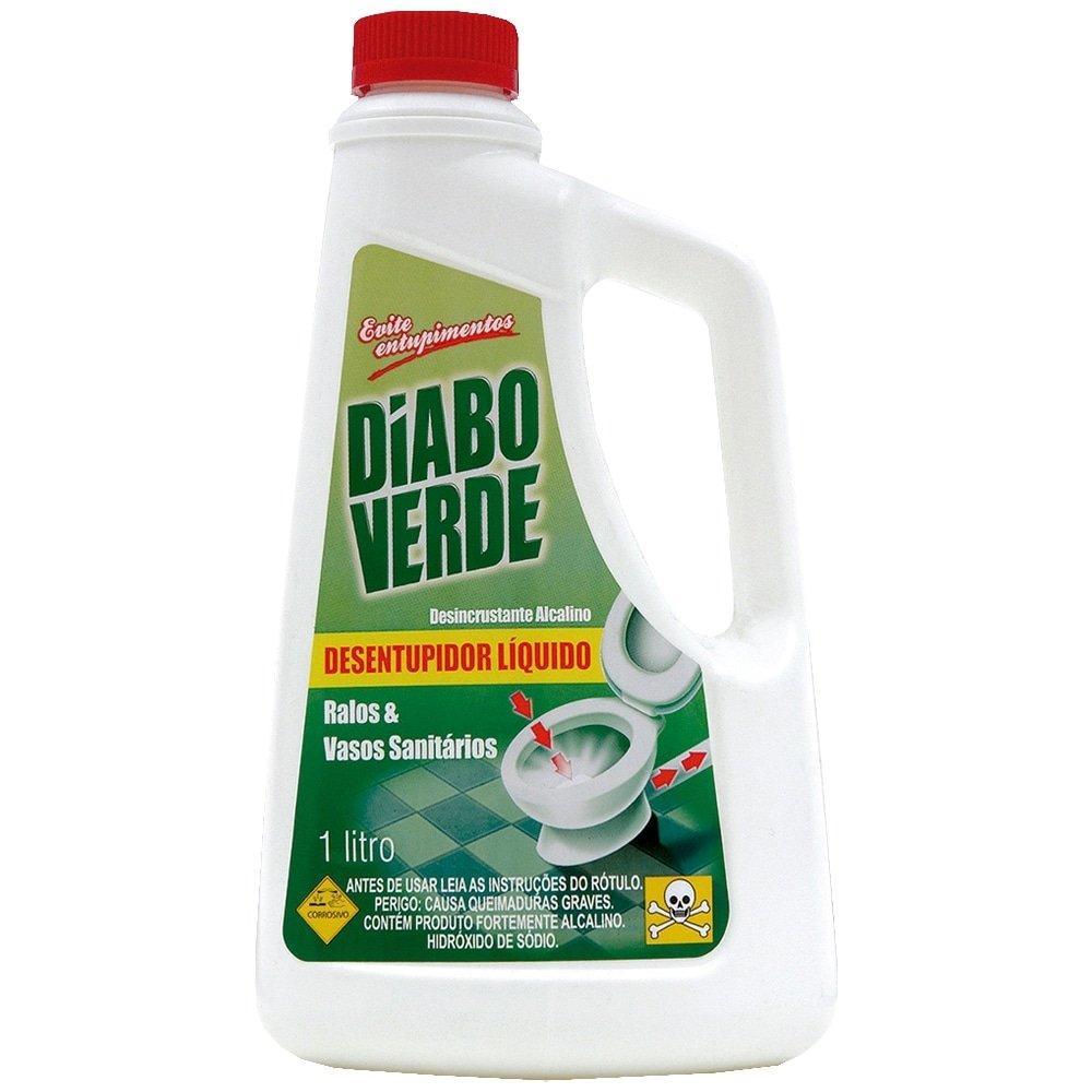 Diabo Verde Desentupidor Liquido 1000ml - Embalagem c/ 6 Unidades
