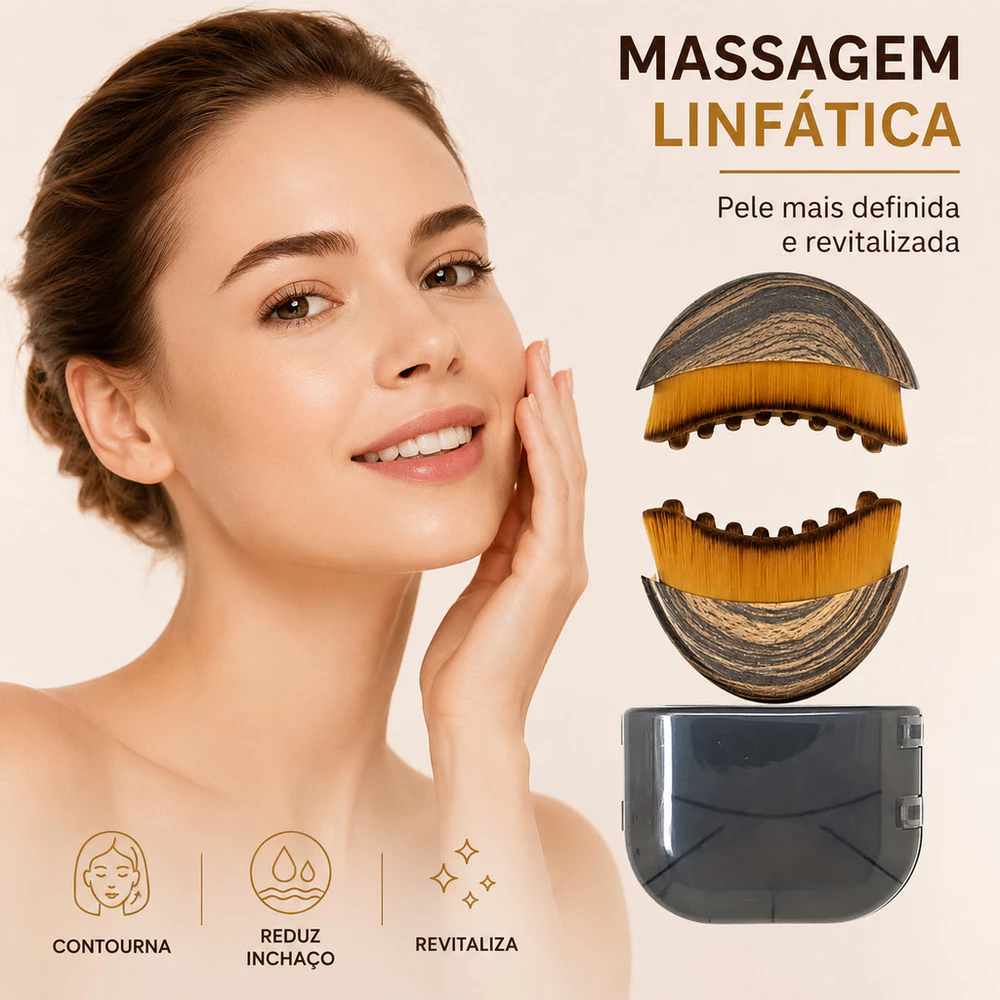 Escova Facial Massageadora para Drenagem Linfática Contorno do Rosto Lifting Facial Esculpidora