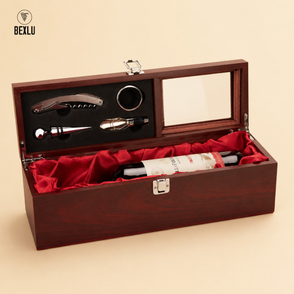 Kit Maleta Abridor Vinho Acessórios 4 Peças Estojo Wine Estojo Dosador