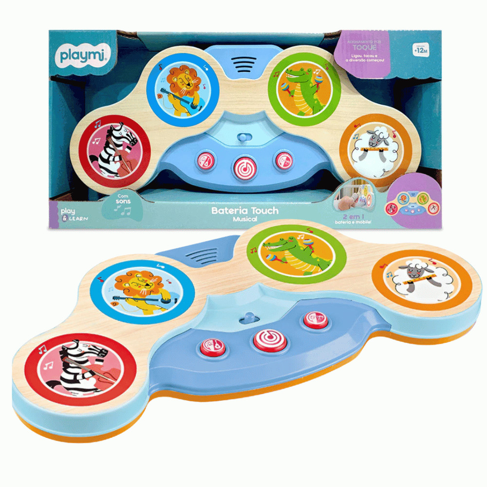 Bateria Touch Musical Azul - Play & Learn - Playmi