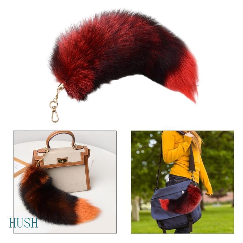 HUS Gradiente Raposas Cauda Borlas Chaveiro Pendurado Ornamentos Saco Charme Pingente Chaves Do Carro Titular Bolsa Deco