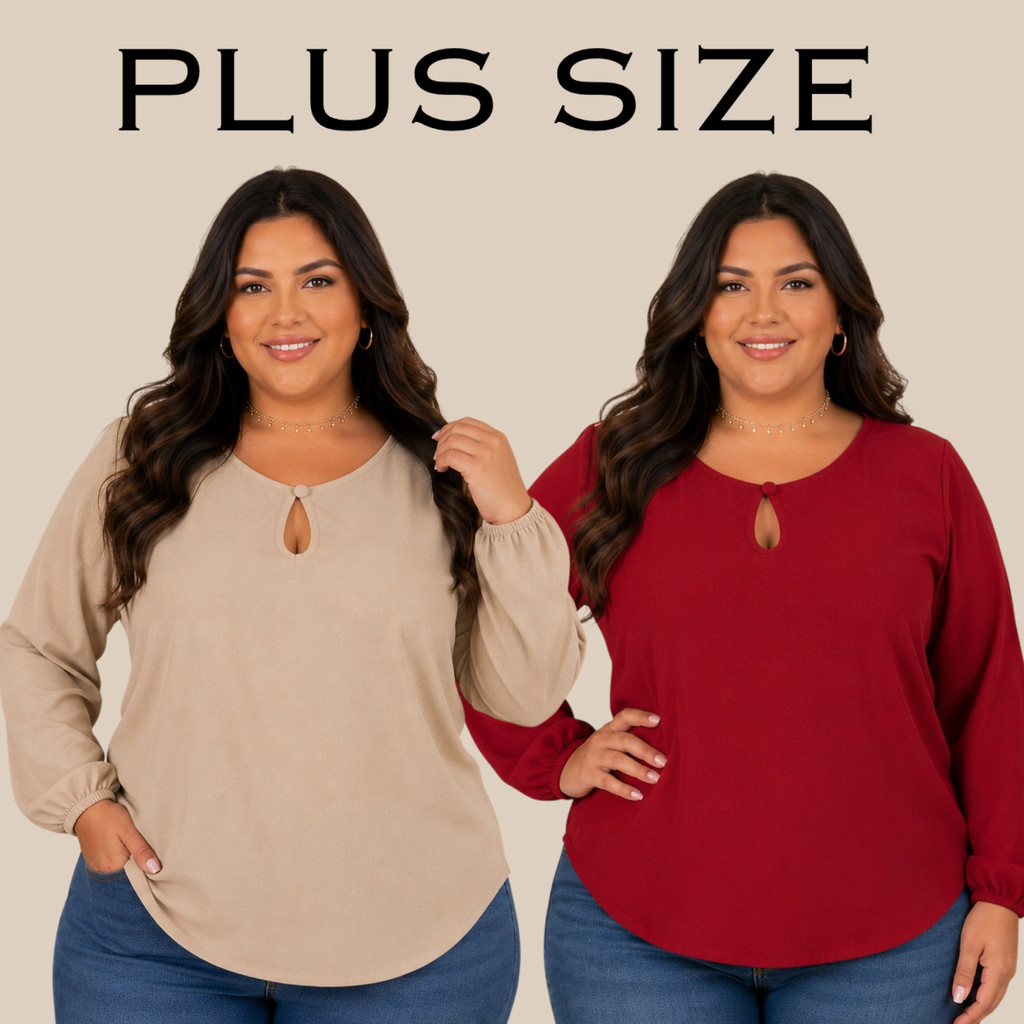 Blusa Feminina Plus Size Manga Longa Confortável Soltinha Tendência Inverno GG G1 G2 G3
