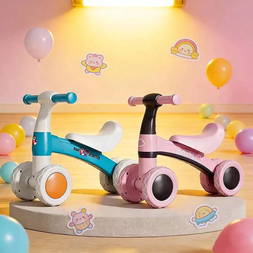 Andador/Bicicleta de Equilíbrio 4 Rodas Sem Pedal – Infantil, Estável e Seguro