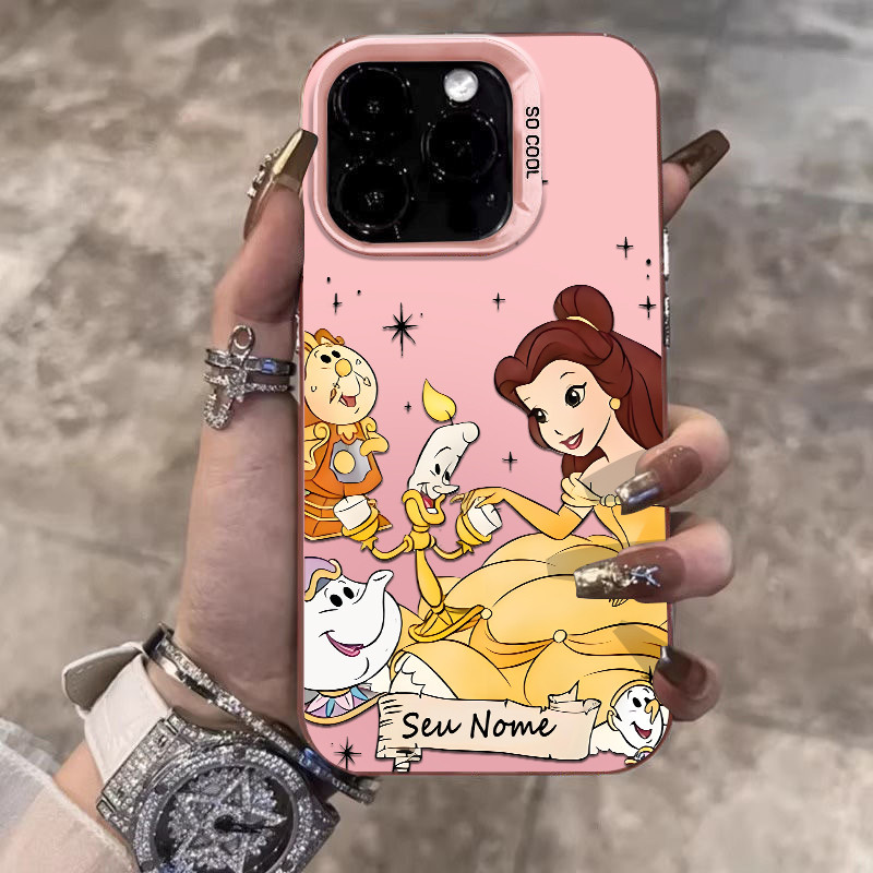 Capinha capa de Com nome personalizado bela e a fera para iPhone 11 12 13 15 14 Xr Xs Max 7+ 8 Plus case