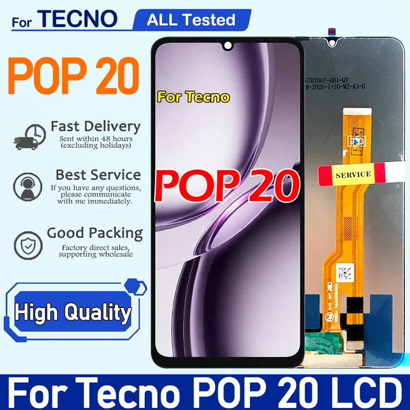 6.75 " IPS LCD Para Tecno POP 20 Display Tela De Toque Digitador Sensor Montagem POP20 Substituição