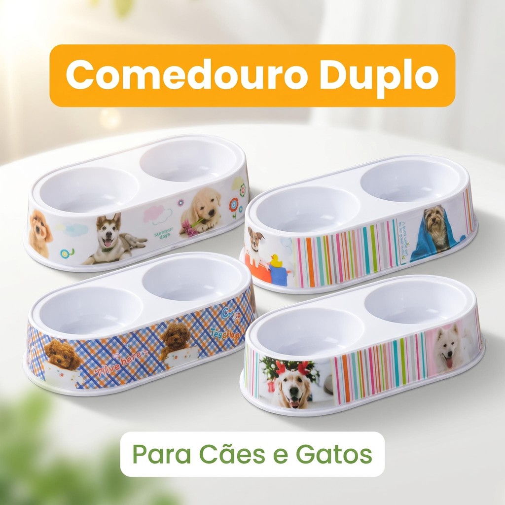 Comedouro Duplo De Plástico Para Pets Oip-0011