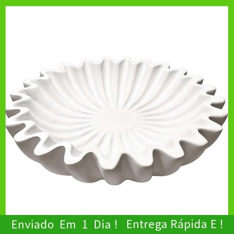 - joyce Tigela Decorativa Com Babados Canelados , Vieira De Resina , De Frutas Chave Para Mesa De Entrada , Console De J