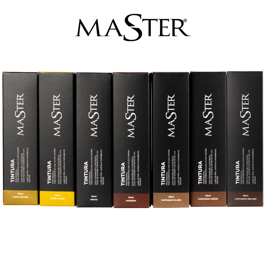 Tintura Para Cílios Sobrancelhas Pelos Barba Master 20ml Pigmento Coloração Oxidante Em Creme 50ml