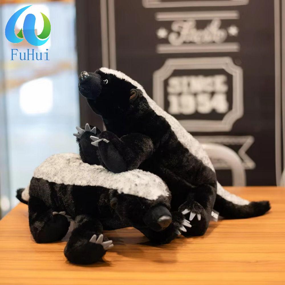 FUHUI Badger Mongoose Plush , Decoração De Quarto Realista Texugo Mel Brinquedo , Animal Selvagem Simulação De Desenhos