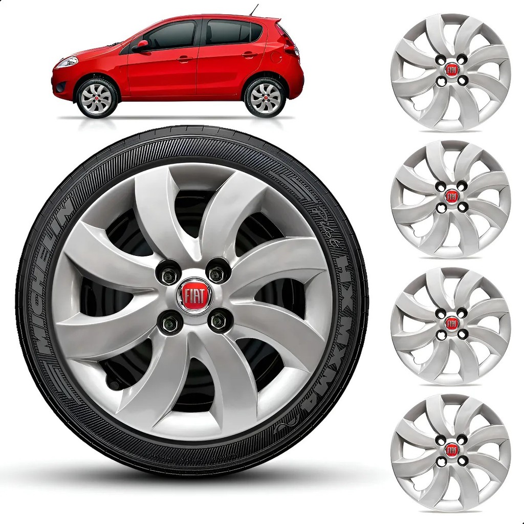 Jogo 4 Calota Aro 14 Fiat Uno Strada Siena Palio Attractive