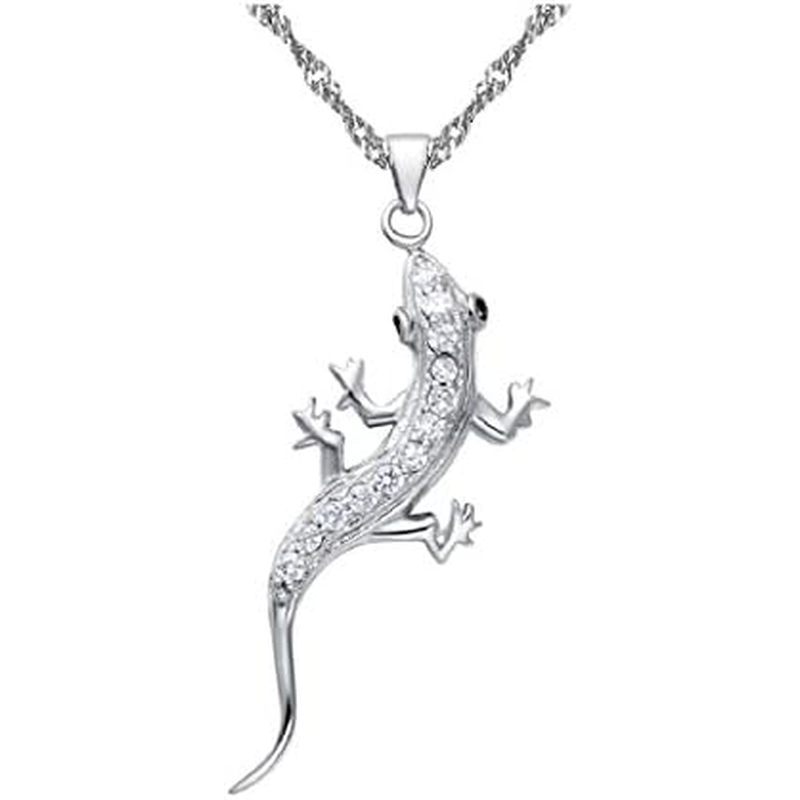 Ulovebb Moda Zircônia Cúbica Pave Gecko Lagarto Colar Animal Pingente Amuleto Da Sorte Colares N1012