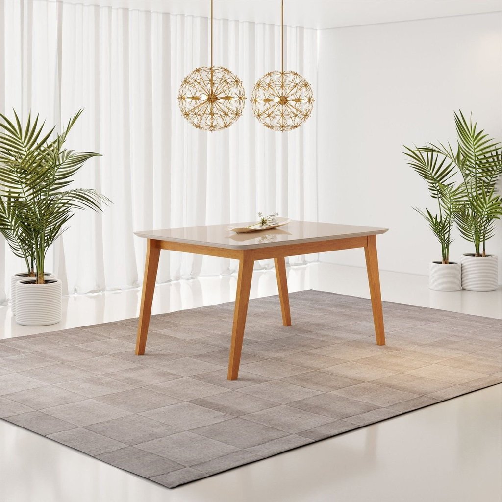 Mesa Retangular 4 Lugares Elegance Candian 1,20 x 0,80 Branco/Cinamomo/Off Cinamomo/Off White