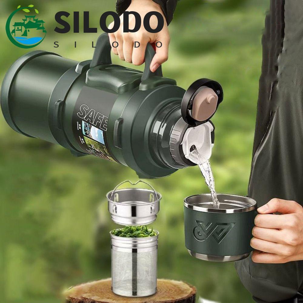 Garrafa De Água Térmica Para Viagem SILODO , Com Filtro De Chá , Frasco De Vácuo De Acampamento Em Aço Inoxidável 316 ,