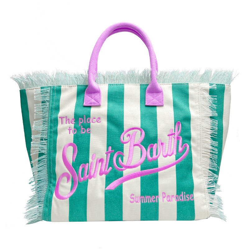 Bolsa de praia com borla de lona, sacola de viagem de grande capacidade, novo estilo, bolsa Saint Martin