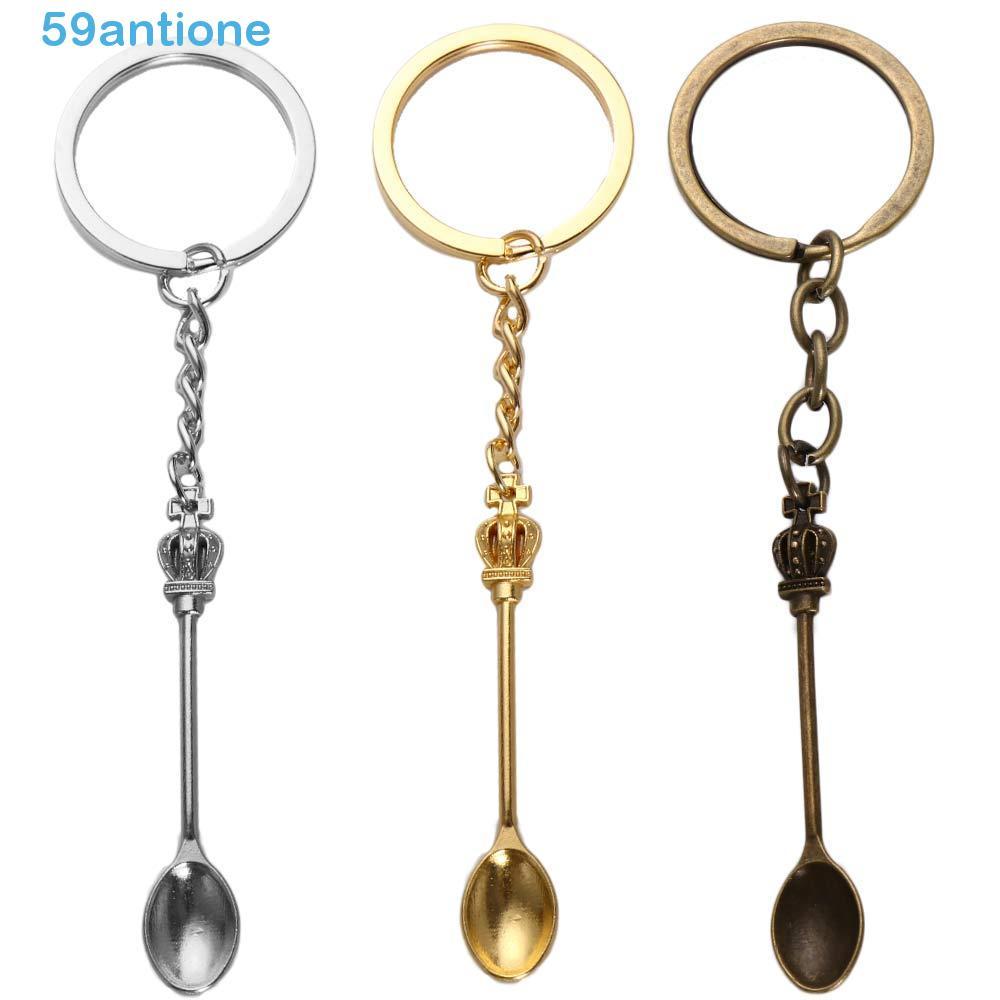 ANTIONE Chaveiro Joias De Natal Vintage Cozinha Colher Coroa Cor Prata 57x9mm De Metal