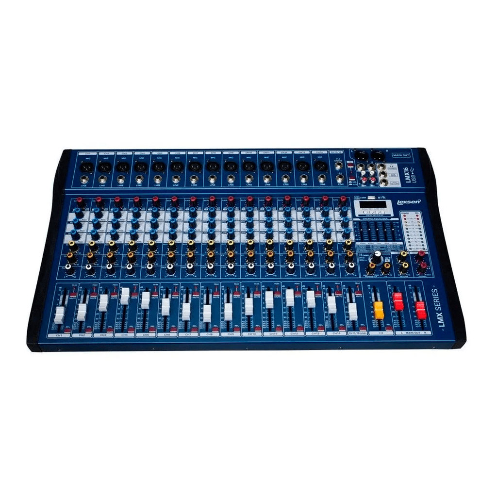 Mesa De Som Interface Mixer Lexsen Lmx16usb 16 Canais Bluetooth Usb