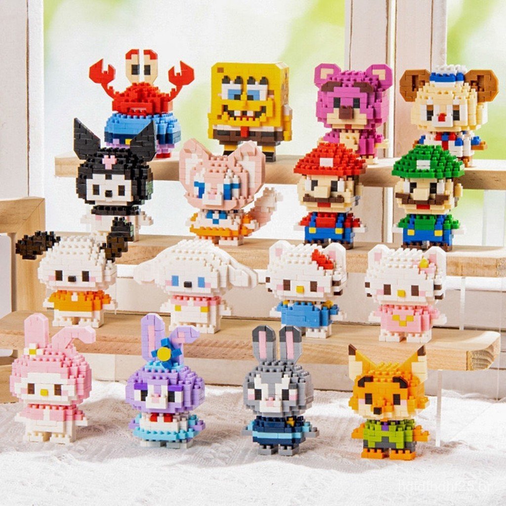 Blocos de montar Lego compatíveis com outros produtos, micropartículas, boneco de desenho animado, quebra-cabeça, montag