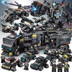 1700 pçs compatível Lego blocos de construção 51 mudança modelagem preto falcão SWAT aeronaves transportadora crianças m