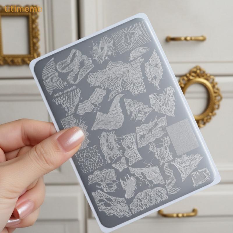 tr Placa De Carimbo Para Arte Em Unhas , Design De Onda De Renda Francesa , Aço À Prova De Ferrugem , Ferramenta De Mani