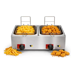 Fritadeira Com Óleo A Gás Profissional Industrial 10 Litros 2 Cubas Fritadeira Para Pastel, Batatas, Salgados
