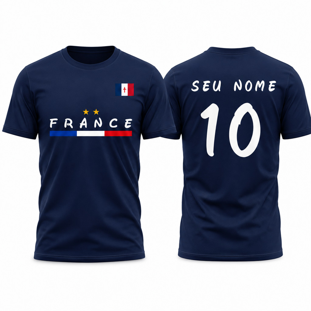 Camiseta PERSONALIZADA com SEU NOME e NÚMERO França France Lançamento Camisa COPA DO MUNDO 2026 Envio Imediato Mood Vest