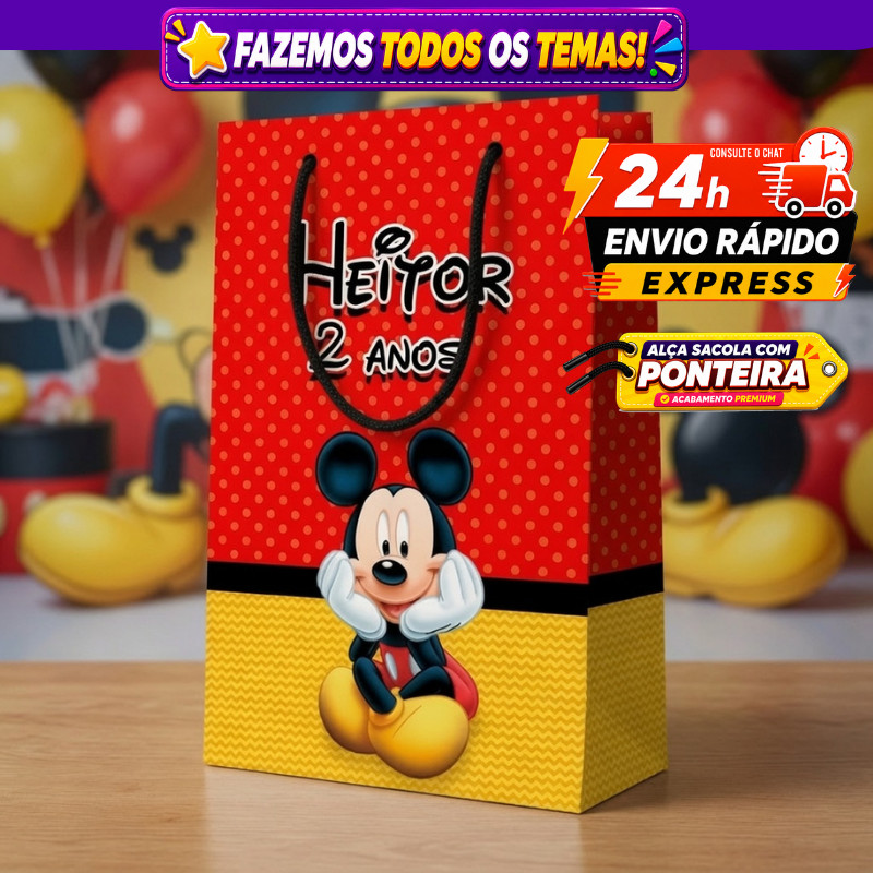 🛍️ Sacolinhas Surpresa Personalizada Lembrancinha de Aniversário Mickey Mouse Festa Infantil