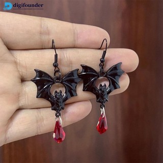 DGR 1 Par Gótico Vampiro Morcego Brincos Retro Vermelho Escuro Cristal Para Mulheres Homem Moda Bruxa Jóias Acessórios D