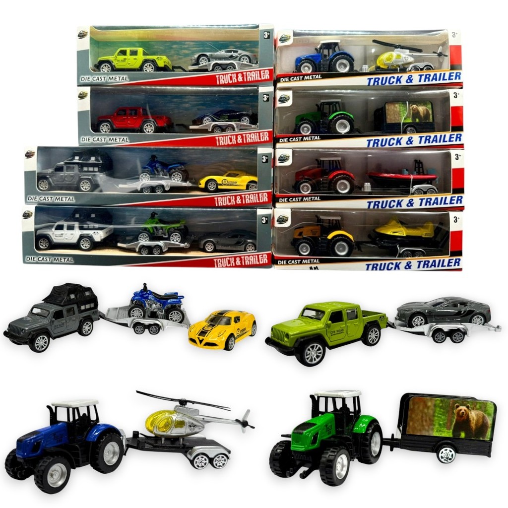 Miniatura Carro Picape Caminhonete Jeep Wrangler Reboque Carrinho Metal Colecionador Brinquedo