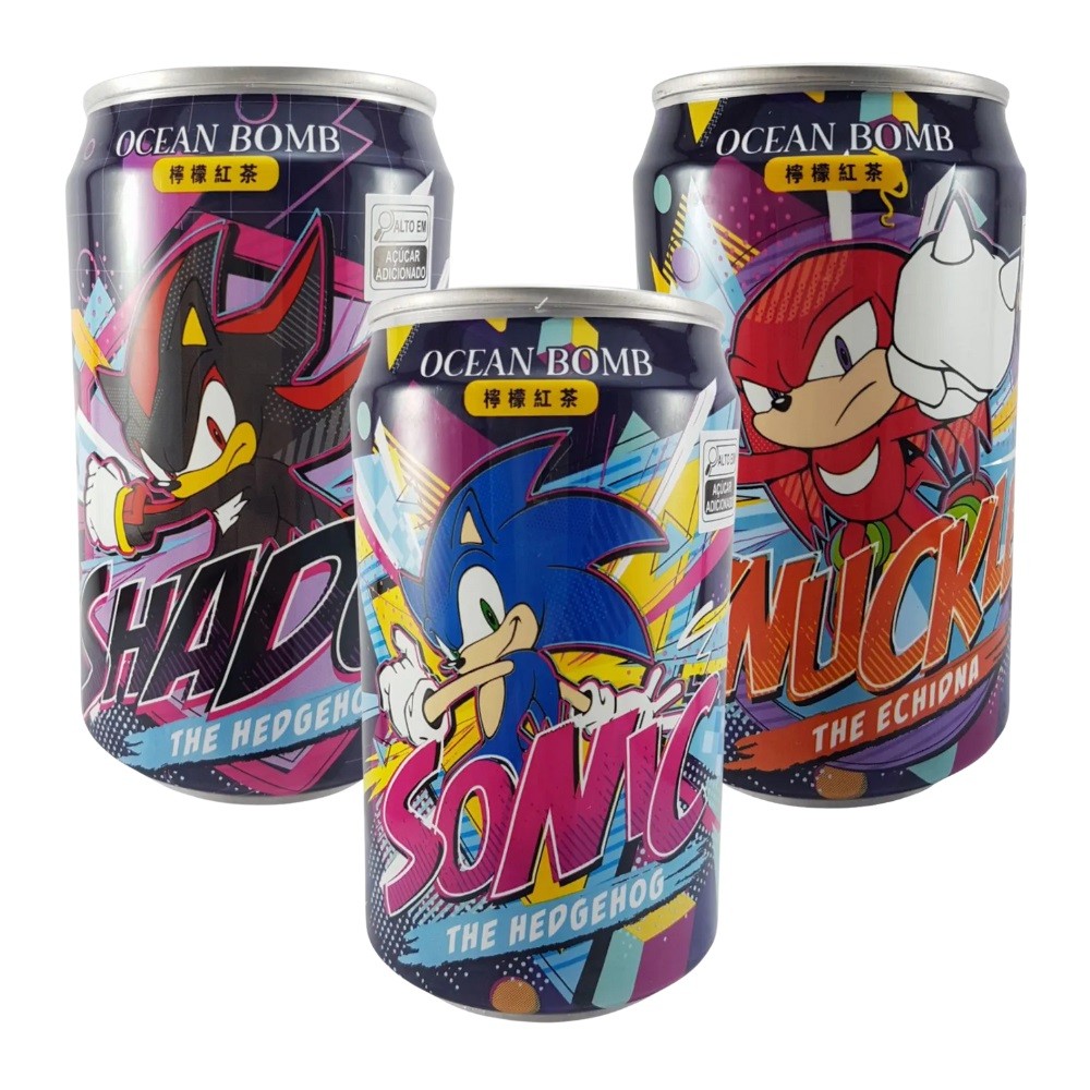Refrigerante Ocean Bomb Lata 315 ml Chá Preto Limão Sonic The Hedgehog