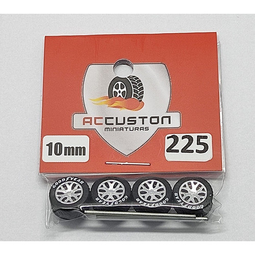 Rodas com pneu de borracha Para Customização de Hot Wheels Matchbox e Miniaturas 1/64  Ac Custon 10 mm modelo 225