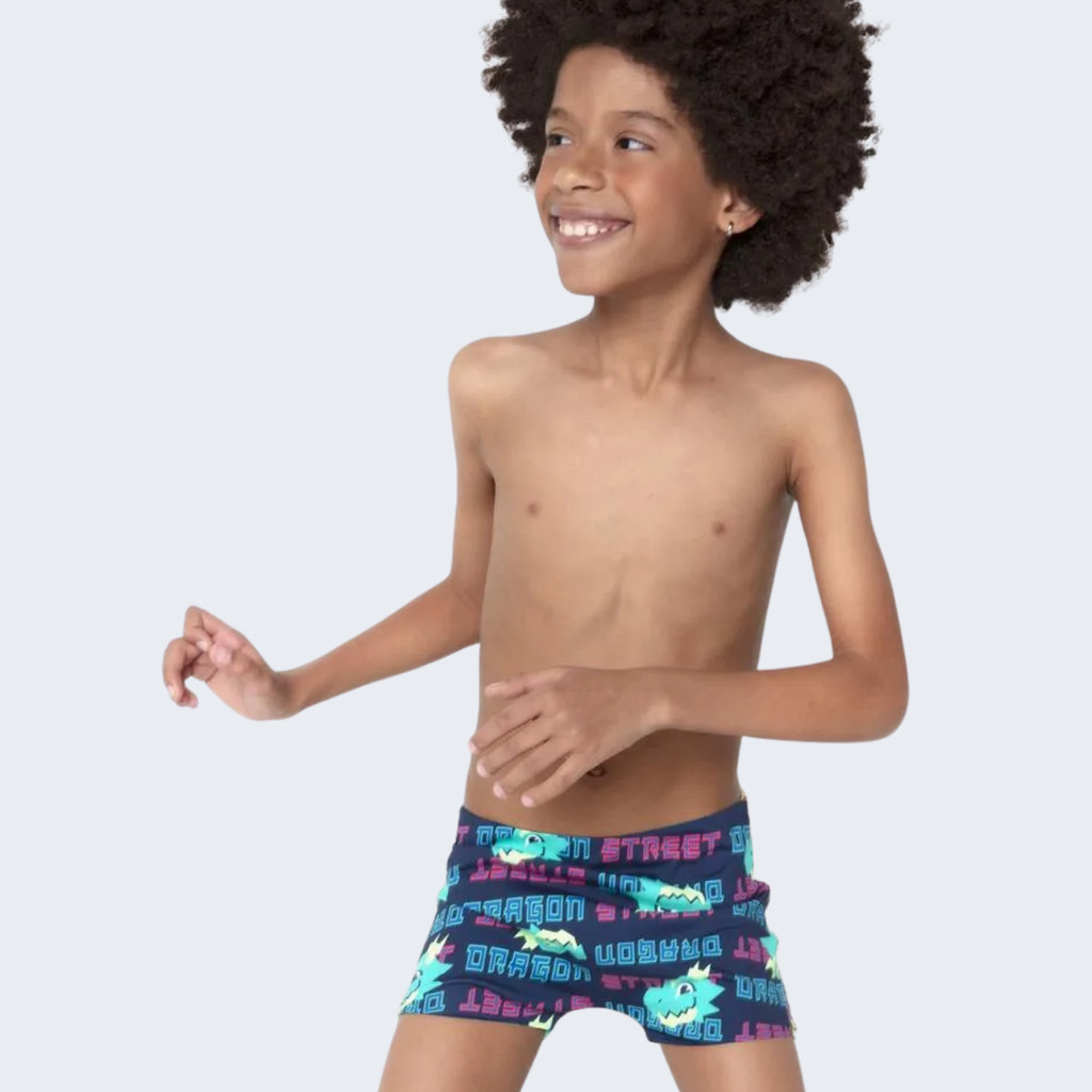 Sunga Boxer Teen Menino Puket Dragão Proteção Solar Original