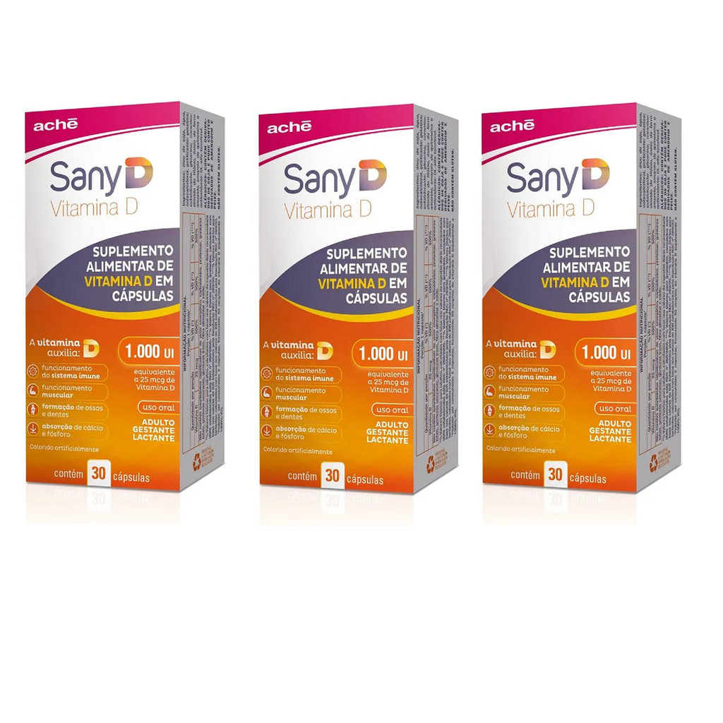 Kit 03 Suplemento Sany D 1.000Ui Com 30 Cápsulas - Ache em Oferta na Shopee