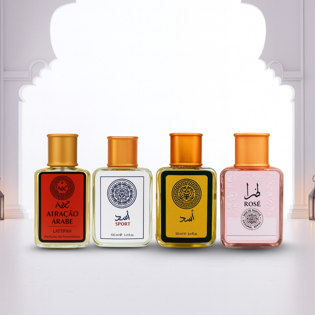 Kit 4 Perfumes Masculino e Feminino Arabe 100ml cada Envio Imediato