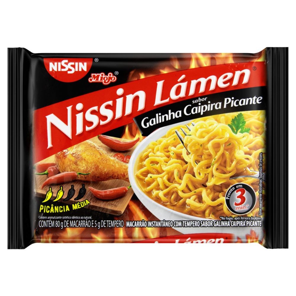 Miojo Nissin Lámen sabor Galinha Caipira Picante 85g