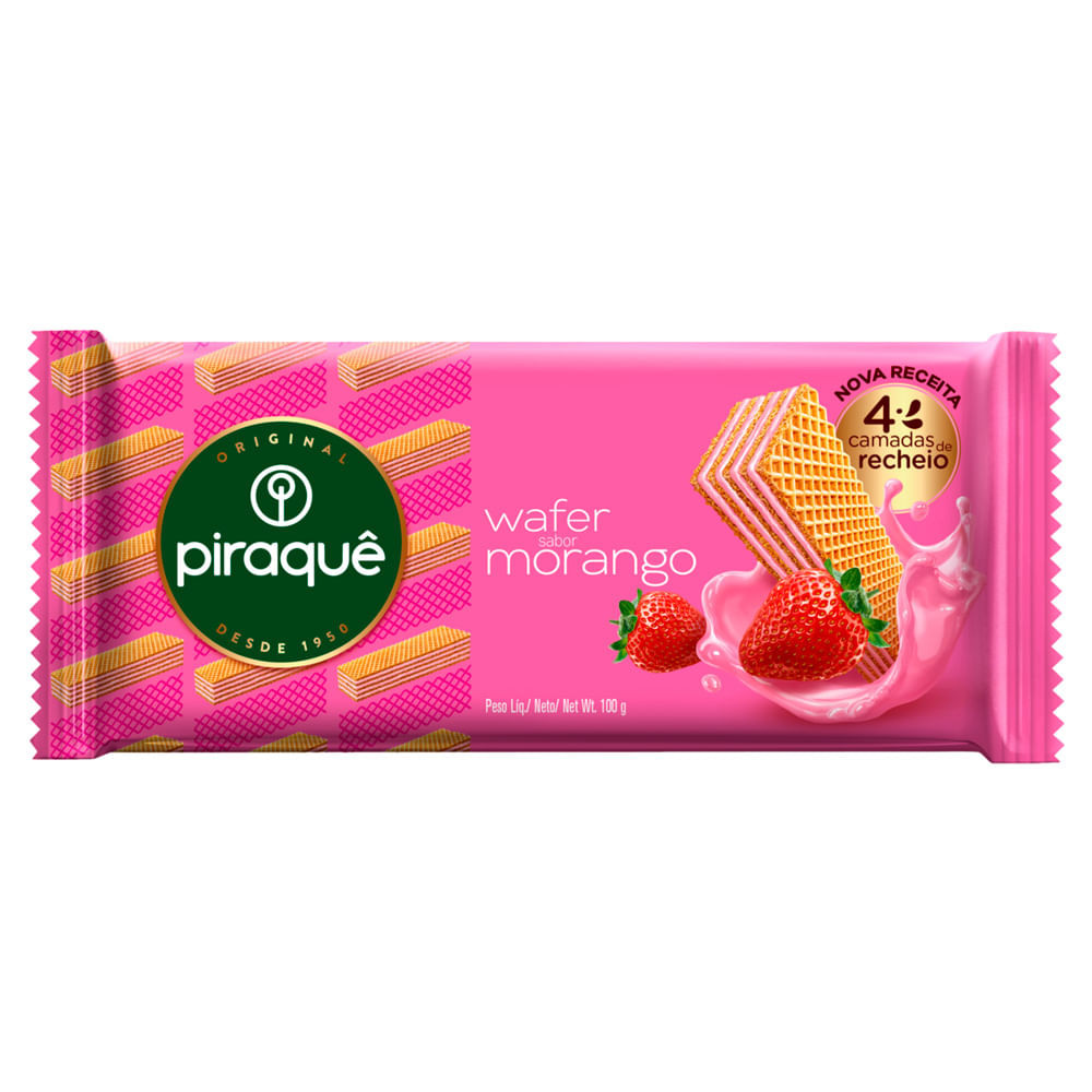 Biscoito Piraquê Wafer Sabor Morango 100g