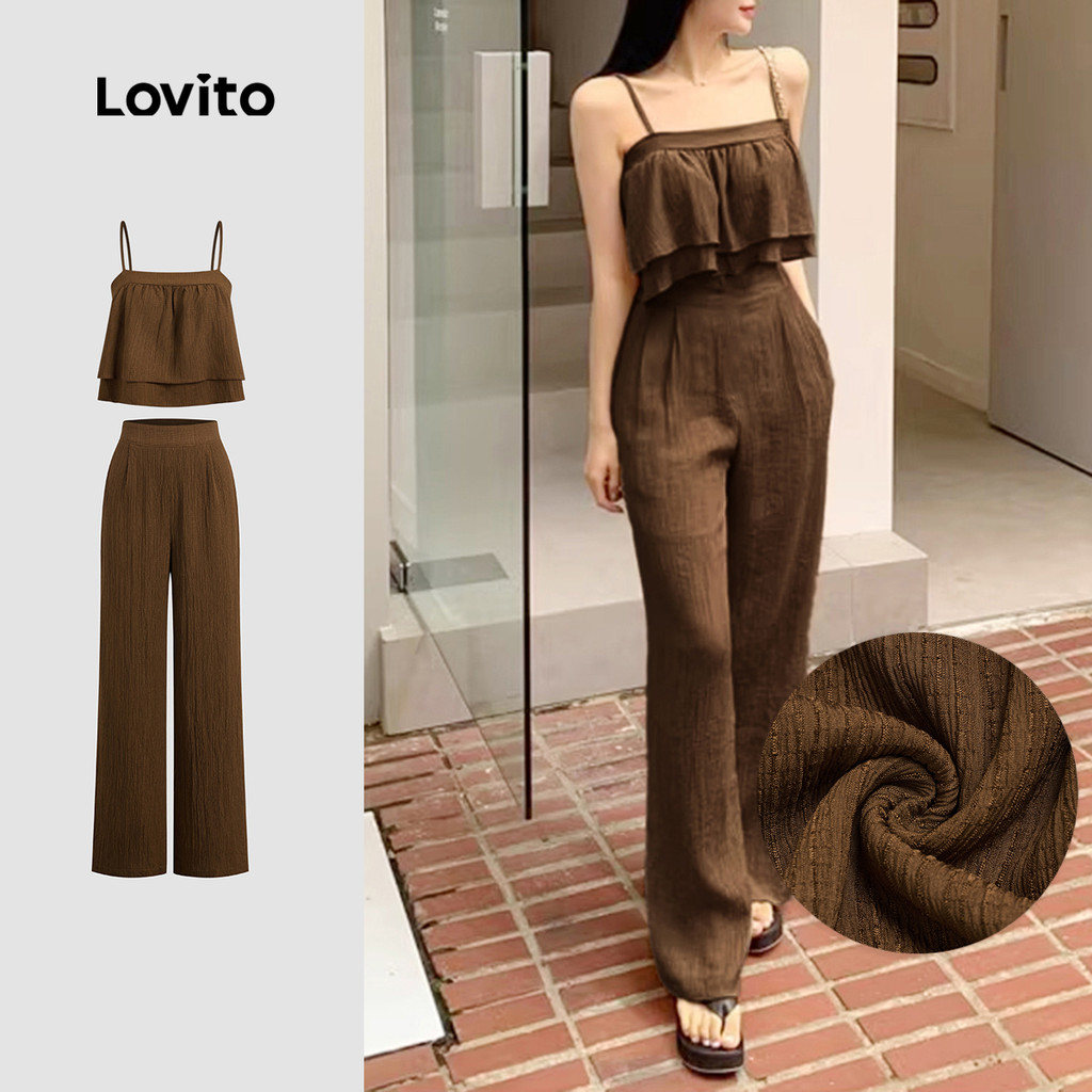 Lovito Blusas ou Calças Casuais com Zíper para Primavera/verão para mulheres L149ED087 em Oferta na Shopee