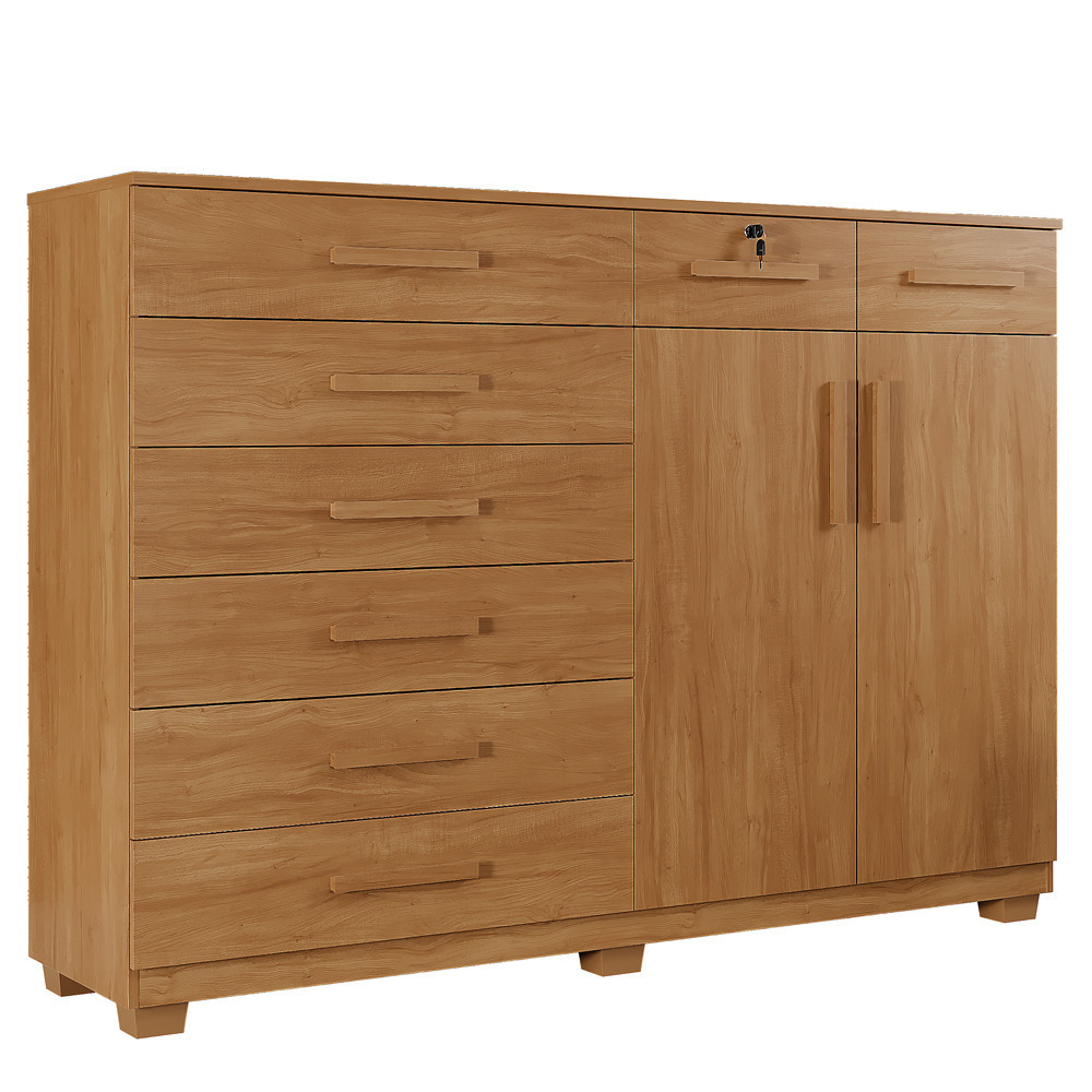 Cômoda Com Chave 2 Portas 8 Gavetas New Triunfo Cinamomo Benetil em Oferta na Shopee