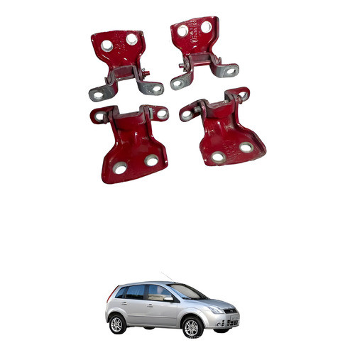Jogo Dobradiça Superior Traseira Ford Fiesta 2004 2013 Vermelho