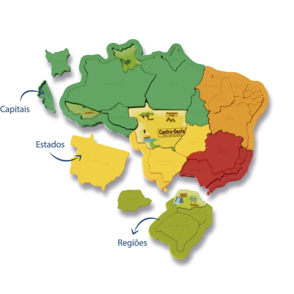 Jogo Educativo Mapa do Brasil em Plástico 3D Elka - 1109 — imagem 2 de 2