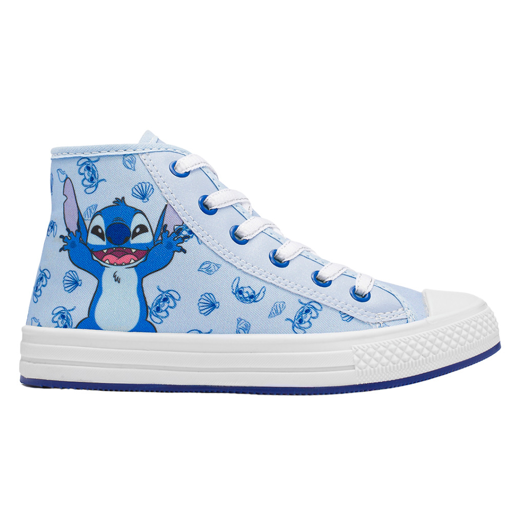 Tênis Infantil Stitch Cano Alto Menina Confortável Escola Passeio Casual Lona Resistente Solado Emborrachado